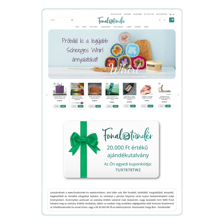 Tündér-kártya - Ajándék utalvány - 20.000 Ft értékben