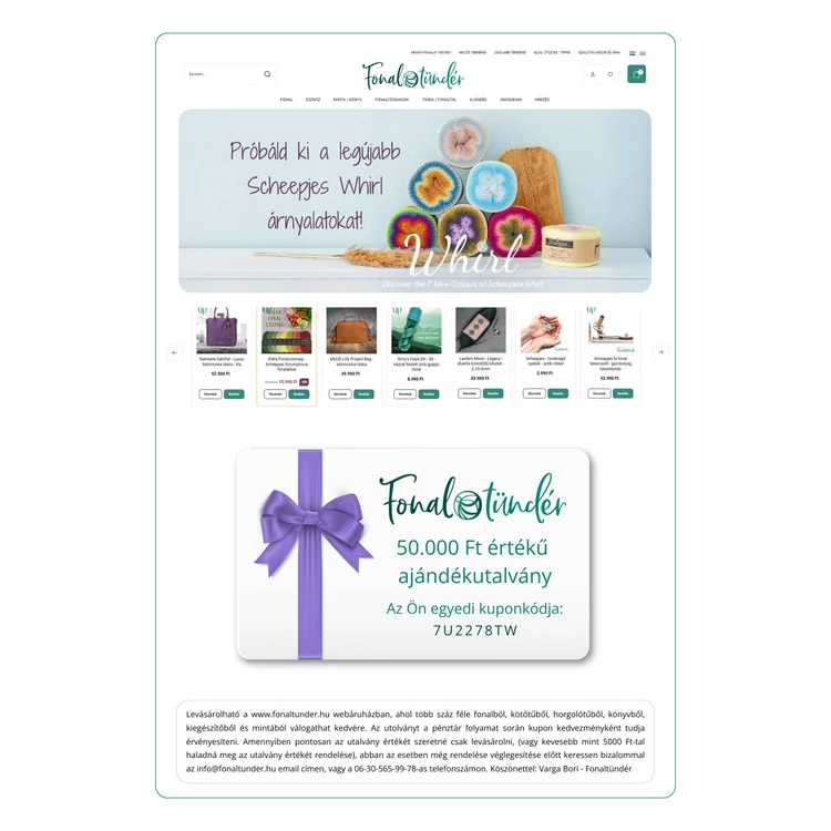 Tündér-kártya - Ajándék utalvány - 50.000 Ft értékben