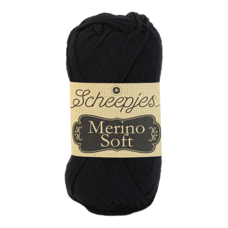 Scheepjes Merino Soft 601 Pollock - fekete gyapjú fonal - black yarn blend