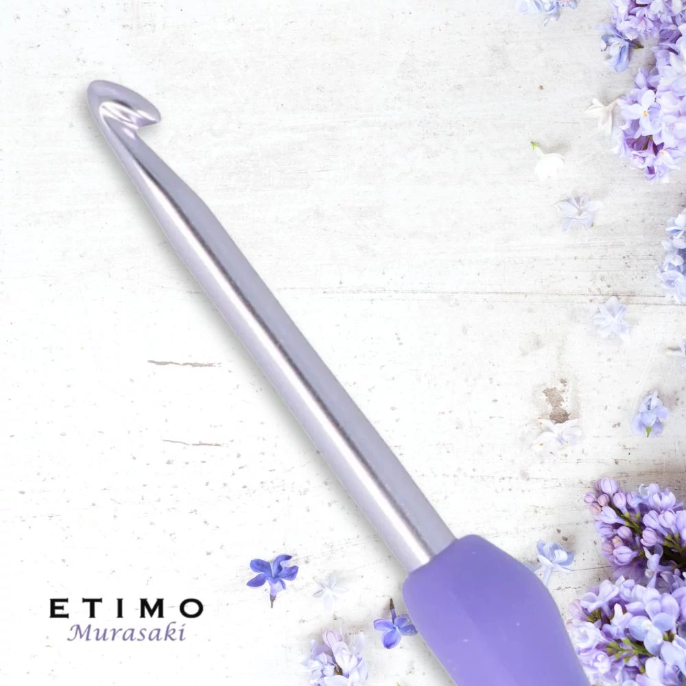 Tulip Etimo Murasaki 3.5mm crochet hook with soft grip made in Japan